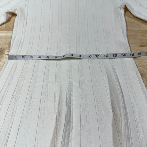 Boss Hugo Boss C Feli Pointelle Fit and Flare Sweater Dress White Women's Size L - Picture 8 of 12